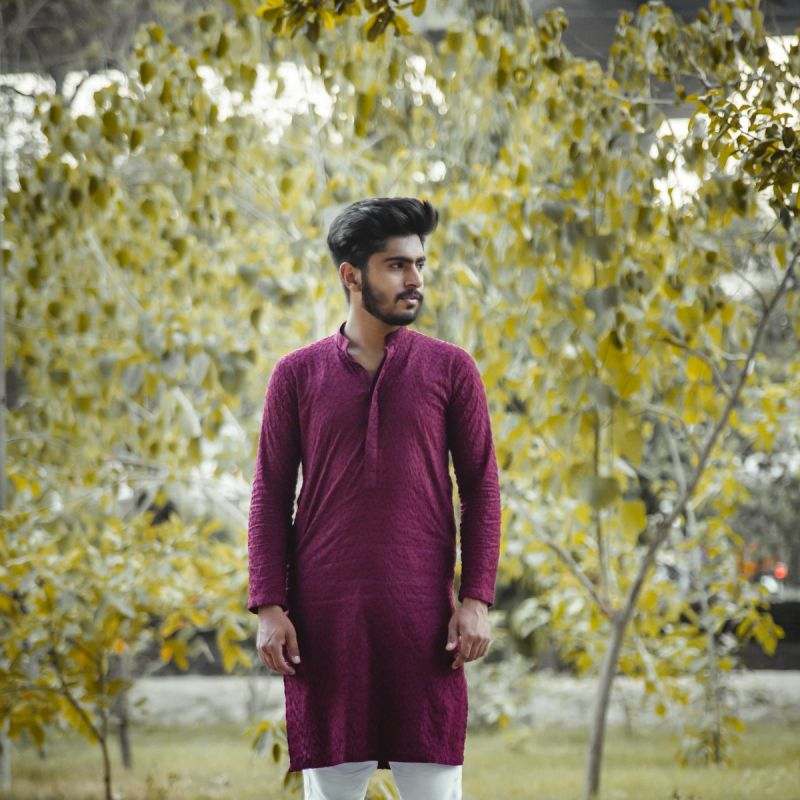 Premium Embroidery Maroon Panjabi
